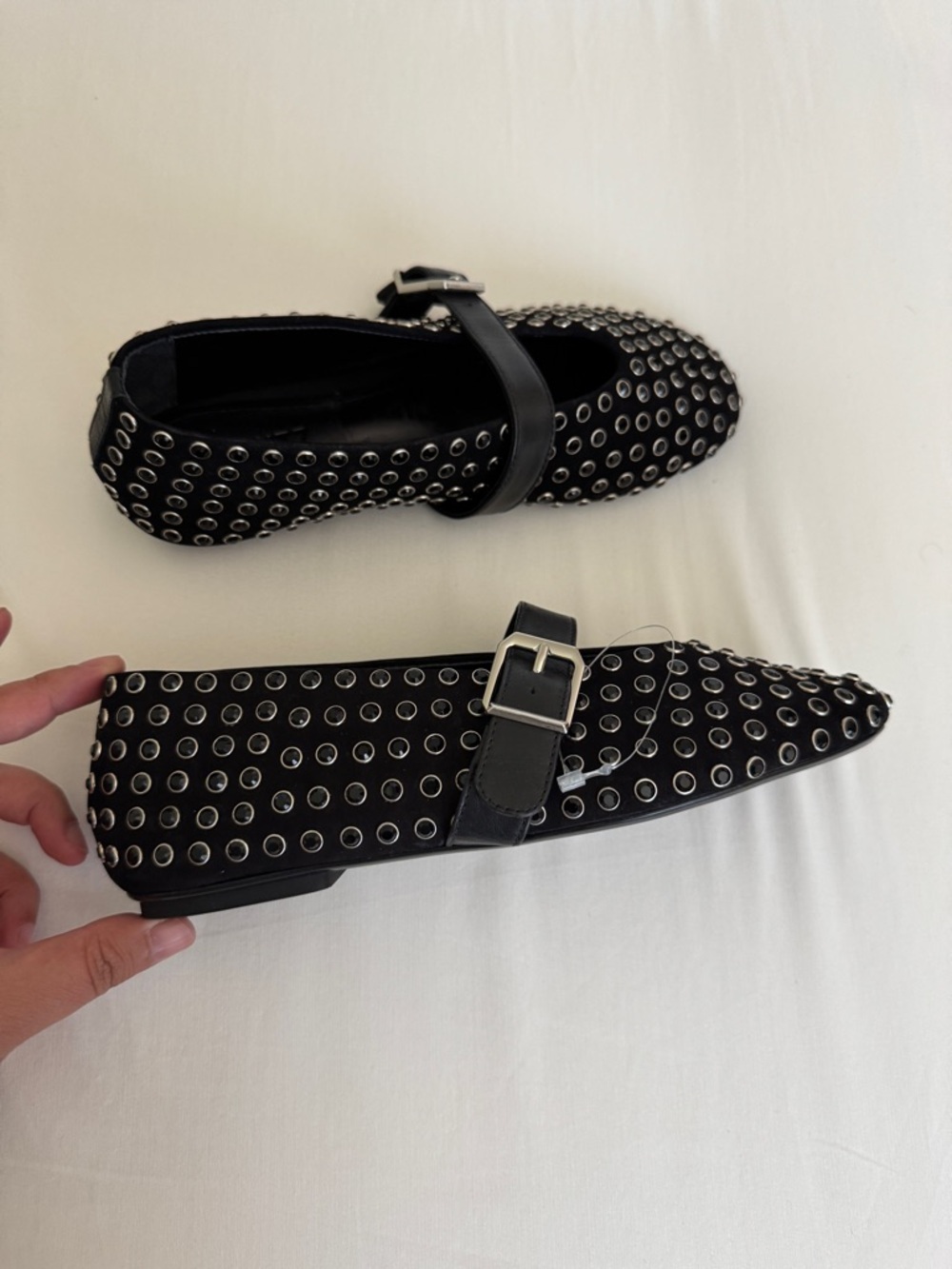 SCHUTZ Eiza Shine ballet Flats in Nubuck Black size 6.5 - Picture 3 of 8